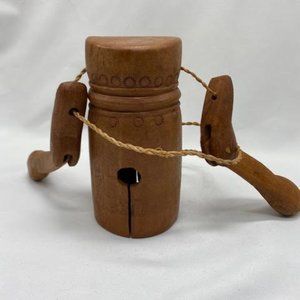 Unique Old Primitive Hand Carved Wooden Cow Goat Bell